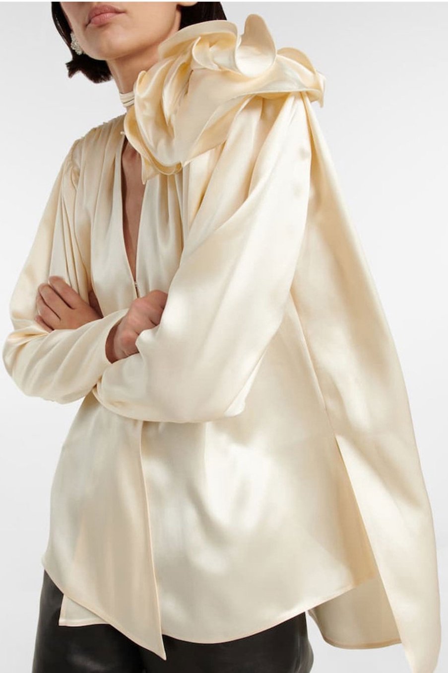 Satin Bow Blouse | Elegant & Lustrous | Statement Neckline