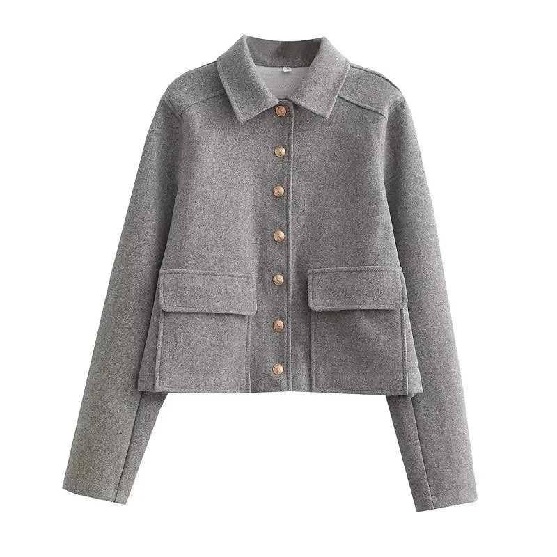 Celandria – Women’s Winter Cropped Button Jacket