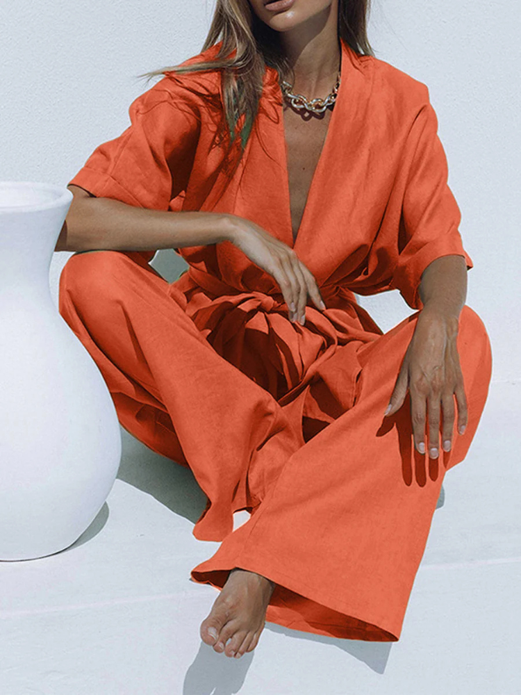 Sienna | Women’s Two-Piece Set | Oversized Linen Tie Waist