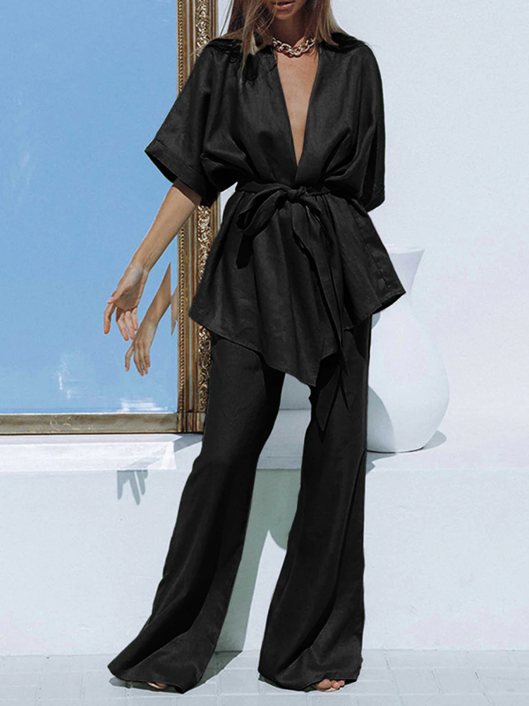Sienna | Women’s Two-Piece Set | Oversized Linen Tie Waist