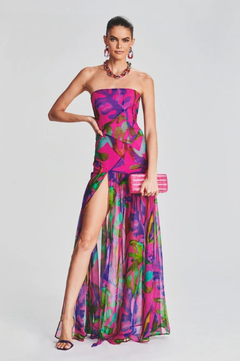 Strapless Floral Maxi Dress | Bold | Elegant and Flowing
