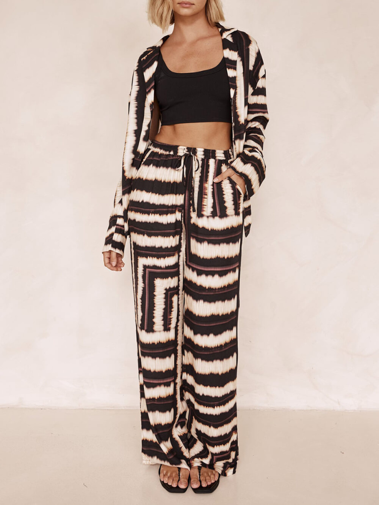 Tarin | Women’s Baggy Pants | Textured Stripe and Relaxed Fit