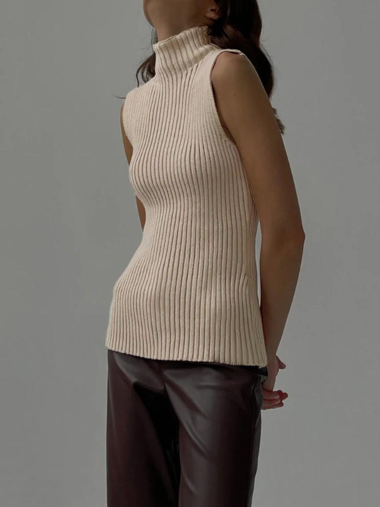 Tessa | Women’s Tank Top | Mock Neck Ribbed Fitted