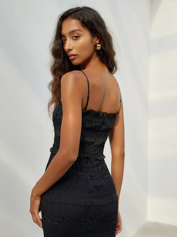 Thalassa | Women’s Midi Dress | Ruffle Zippered Aegean