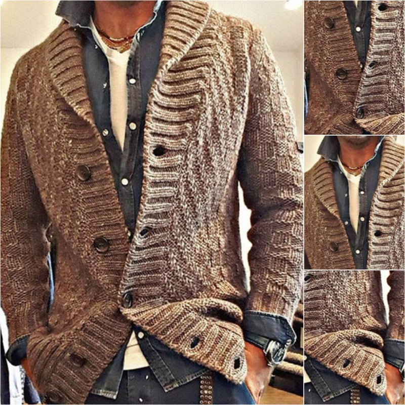 Men's vintage knit jumper | Lapel jacket