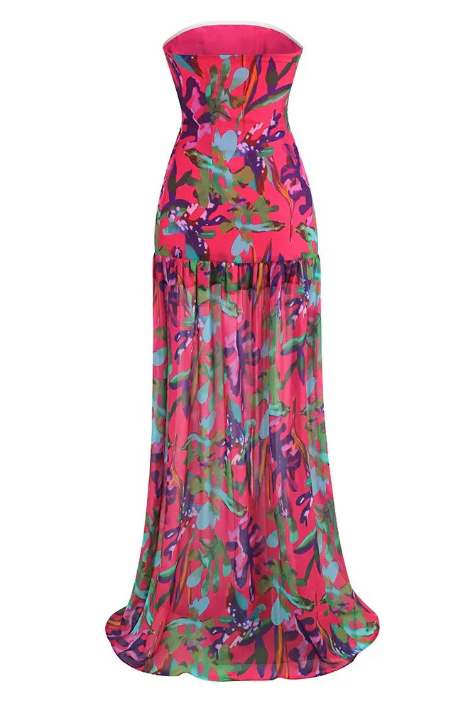 Strapless Floral Maxi Dress | Bold | Elegant and Flowing