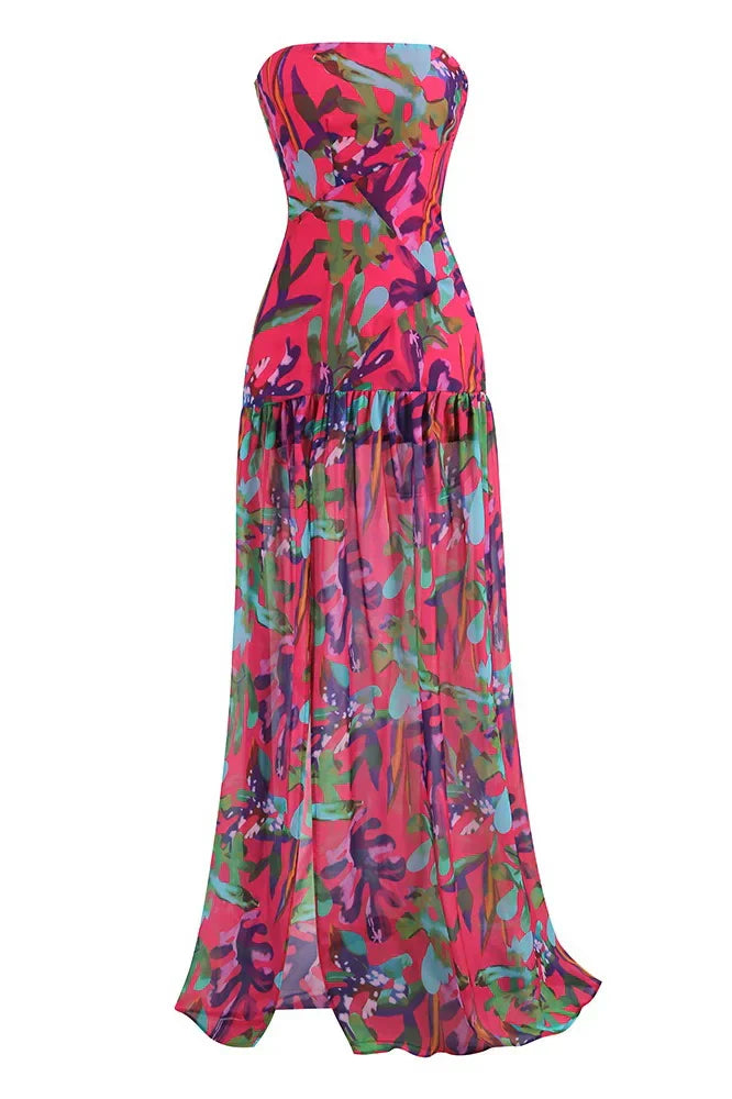 Strapless Floral Maxi Dress | Bold | Elegant and Flowing