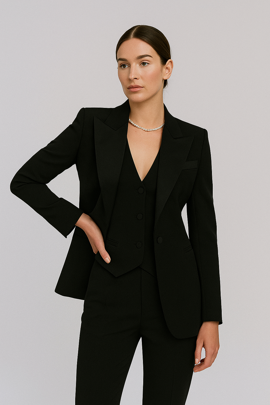 3-piece women's set – fitted jacket, waistcoat