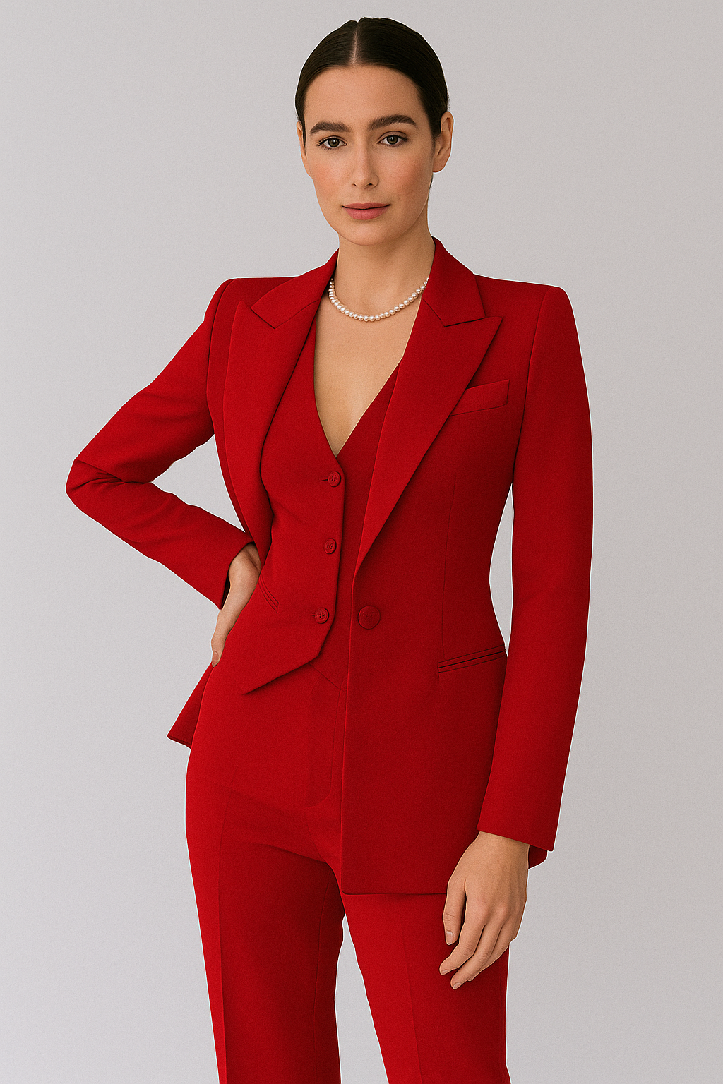 3-piece women's set – fitted jacket, waistcoat