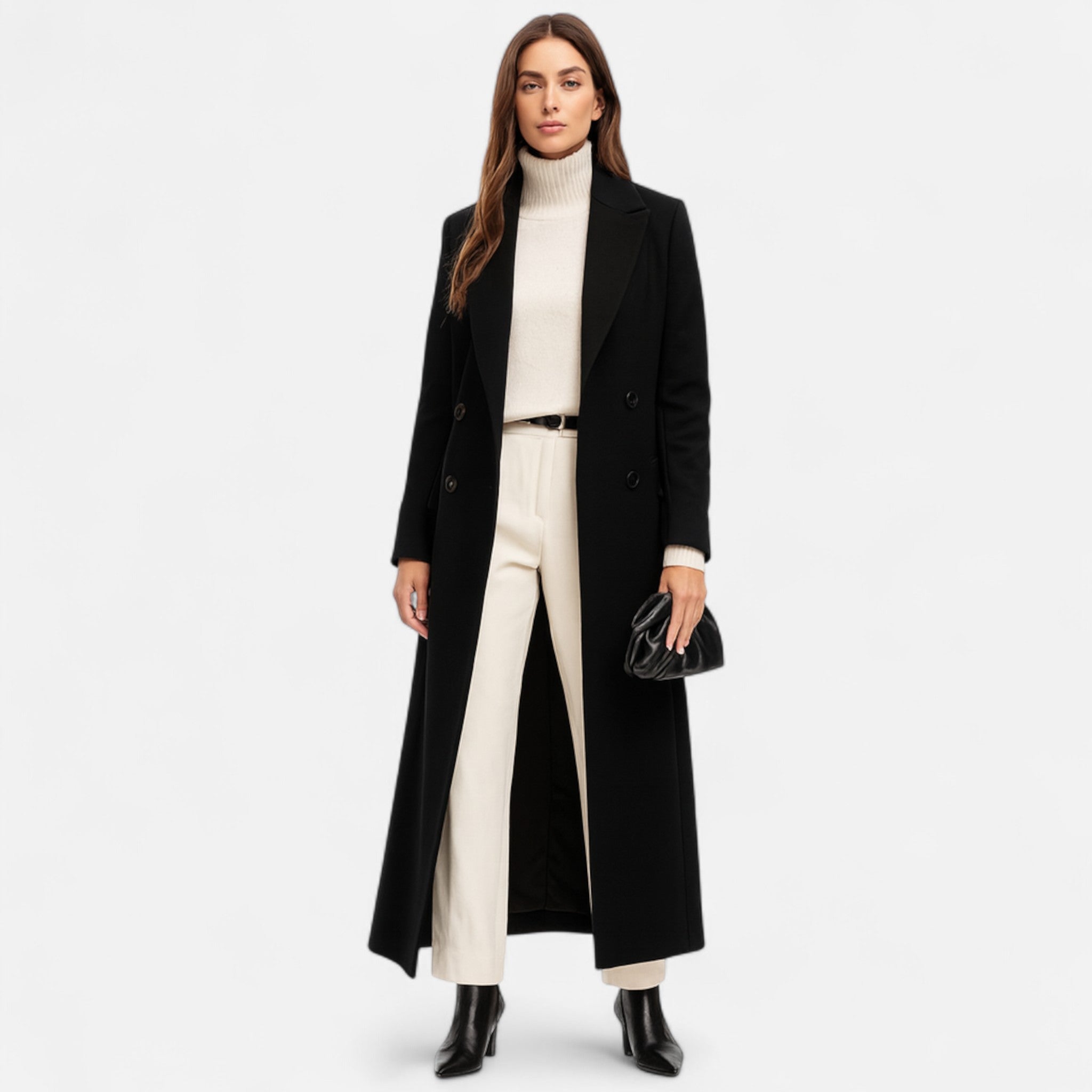 Women’s Long Maxi Overcoat - Tailored Fit in Black