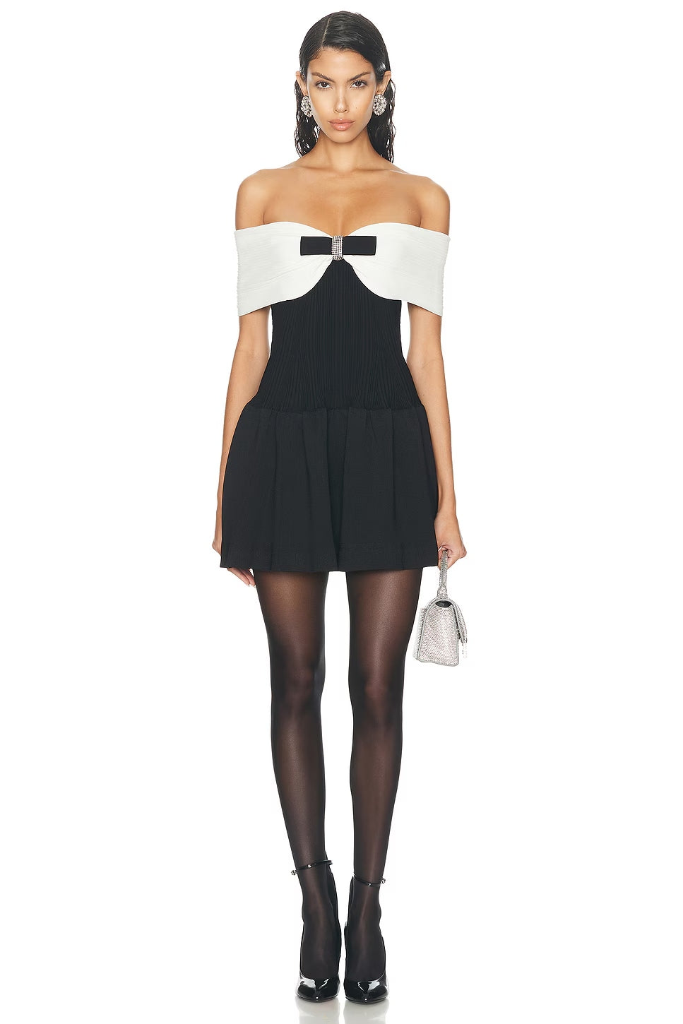 Women’s Off-Shoulder Mini Dress | Chic & Elegant | Bow Detail & Flared Skirt