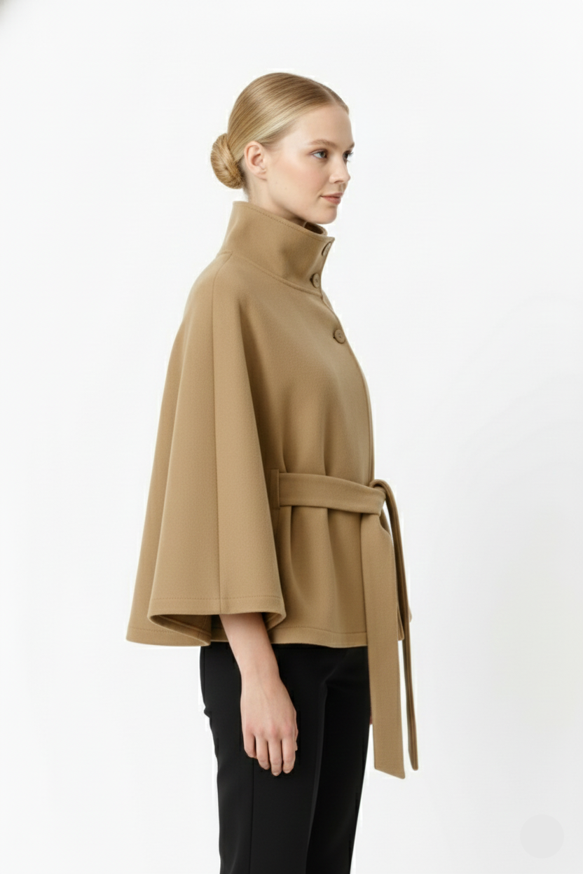 Elowen – Women’s Wool Coat with High Collar