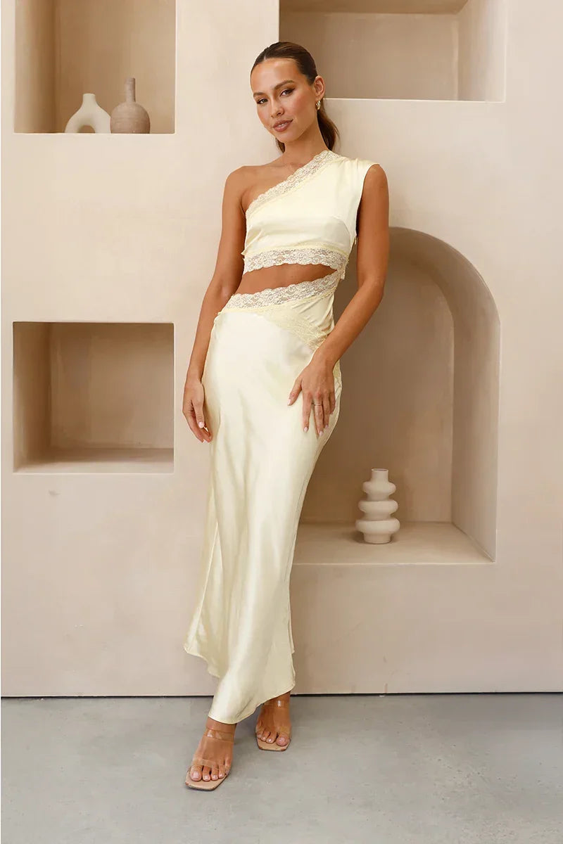 Satin Two-Piece Set | Ivory | Chic & Elegant