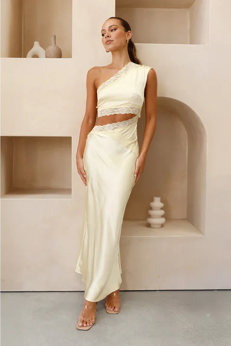 Satin Two-Piece Set | Ivory | Chic & Elegant