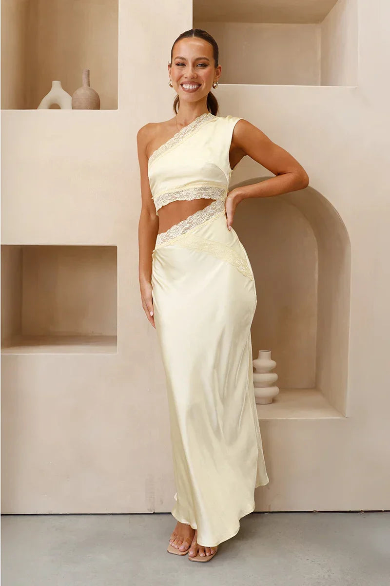 Satin Two-Piece Set | Ivory | Chic & Elegant