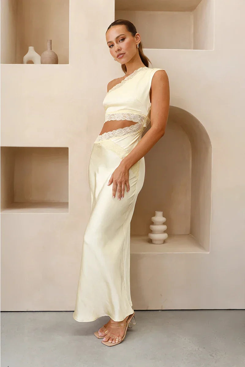 Satin Two-Piece Set | Ivory | Chic & Elegant