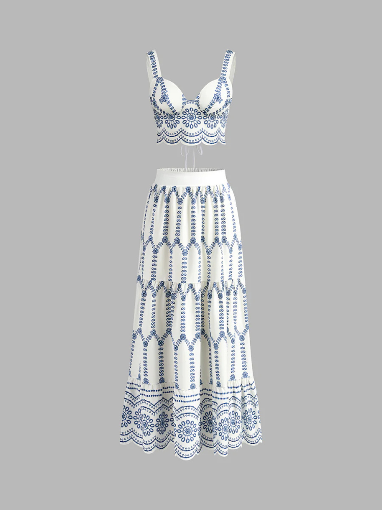 Zanira | Women’s Skirt Set | Printed Tie Back Sleeveless