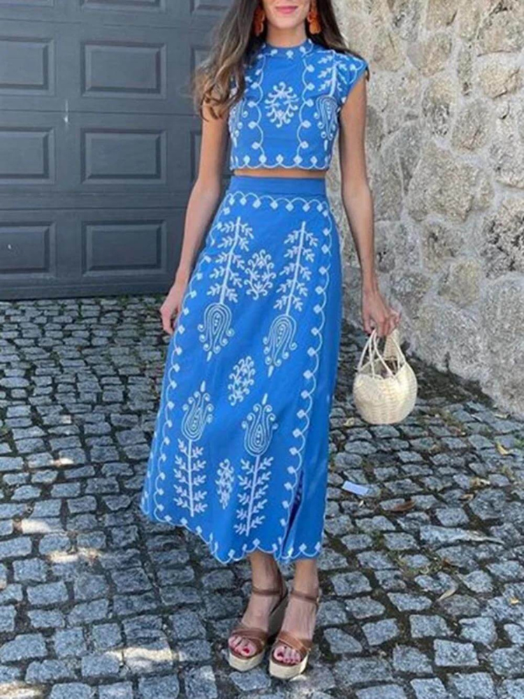 Zaria | Women’s Boho Set | Ethnic Print & Wrap Style