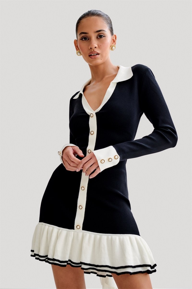 Black & White Mini Dress | Preppy Chic | Elegant & Timeless
