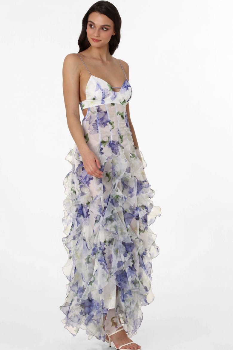 Floral Appliqué Maxi Dress | Strapless | Elegant & Romantic