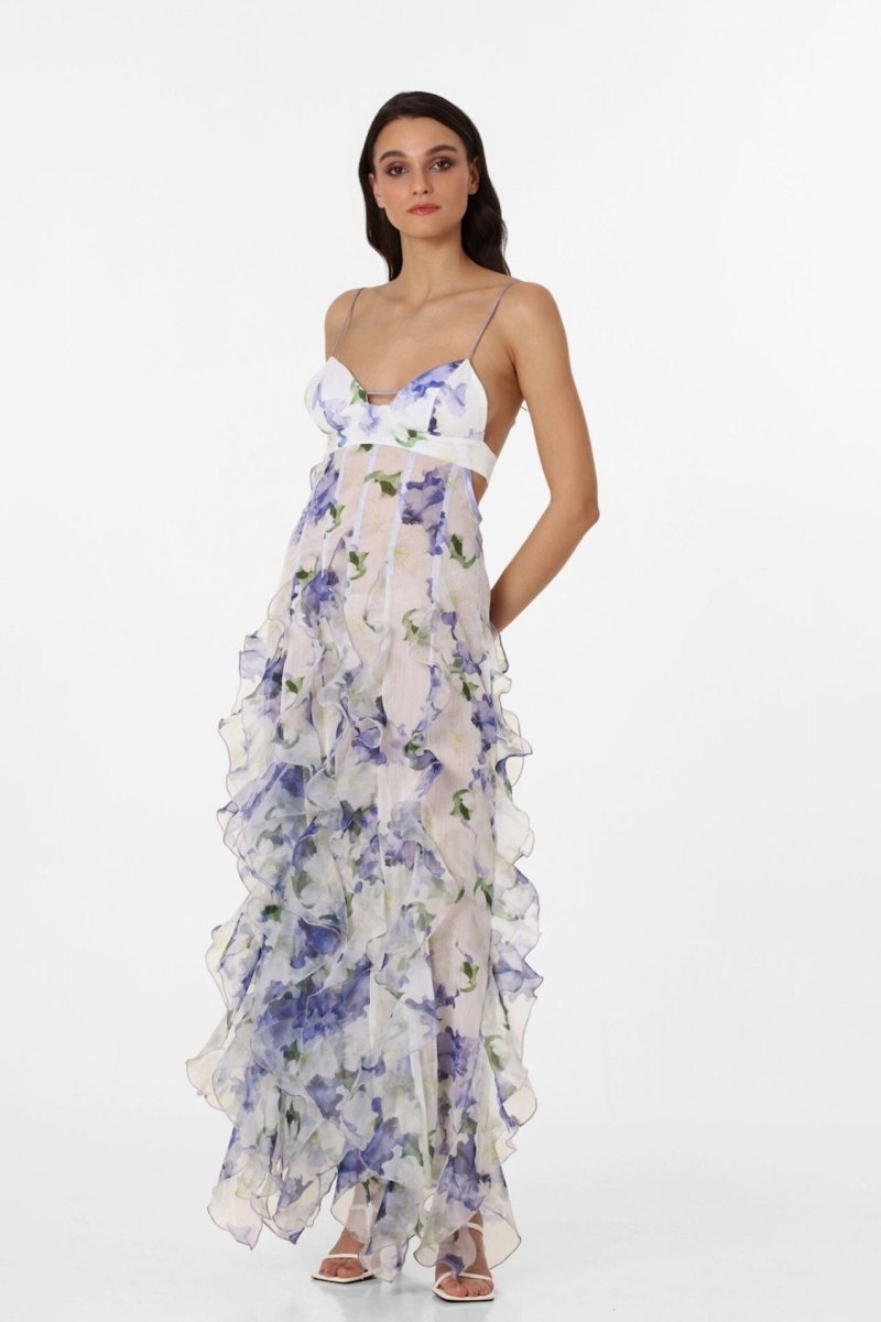 Floral Appliqué Maxi Dress | Strapless | Elegant & Romantic