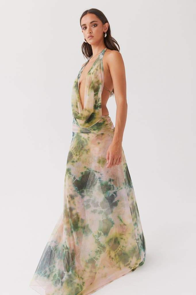 Watercolor Halter Maxi Dress | Flowy & Elegant | Perfect for Summer