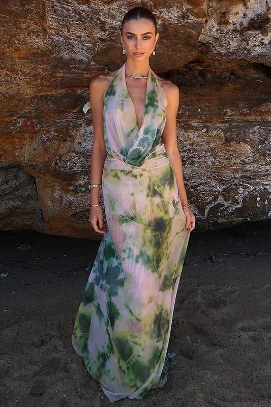 Watercolor Halter Maxi Dress | Flowy & Elegant | Perfect for Summer