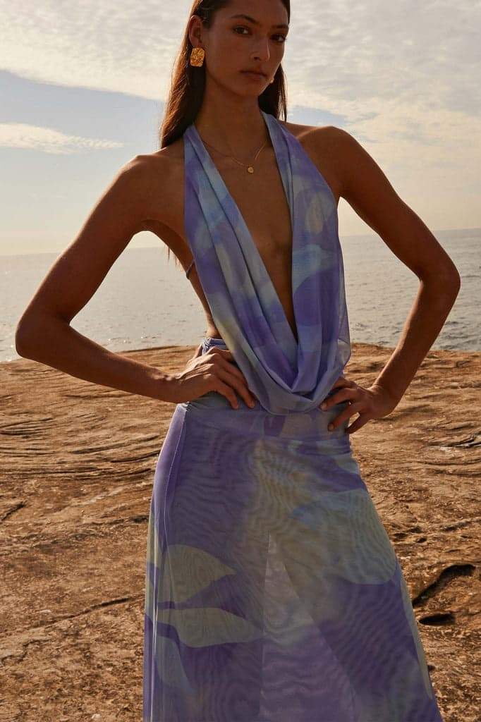 Watercolor Halter Maxi Dress | Flowy & Elegant | Perfect for Summer