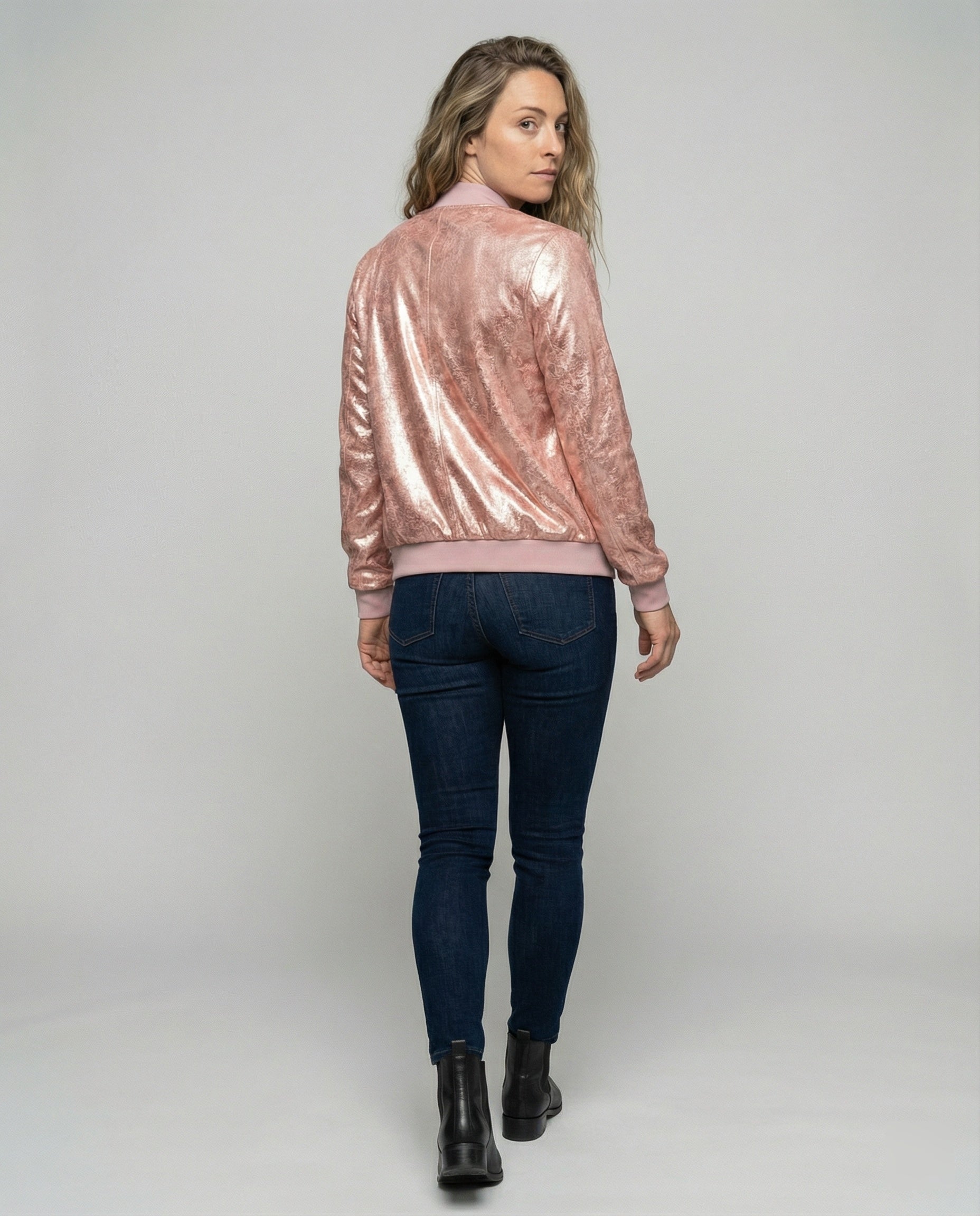 Almira - Shiny Womens Bomber Jacket With Zip