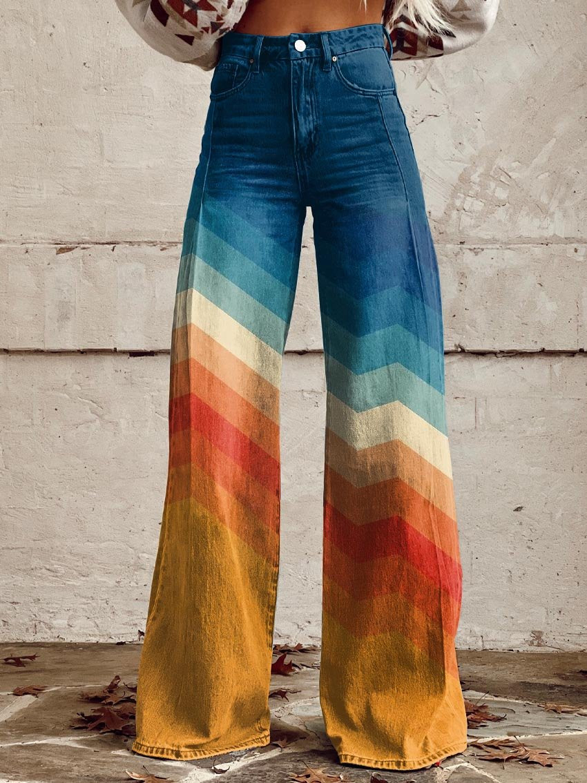 Zavaya – Women’s Wide-Leg Rainbow Ombre Trousers
