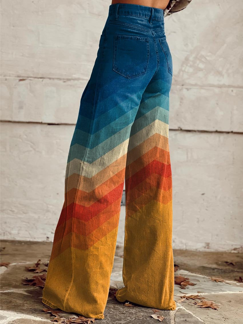 Zavaya – Women’s Wide-Leg Rainbow Ombre Trousers