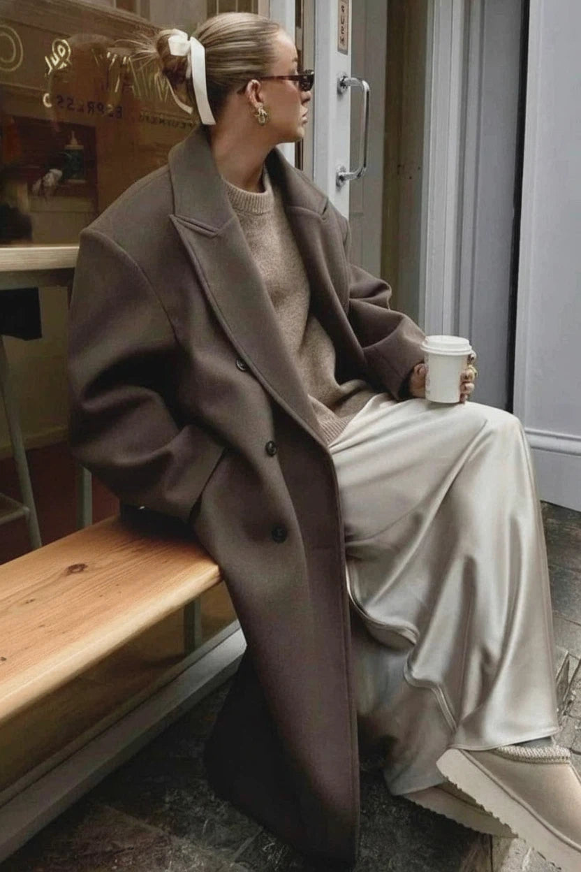 Elvoura – Women’s Double-Breasted Maxi Coat