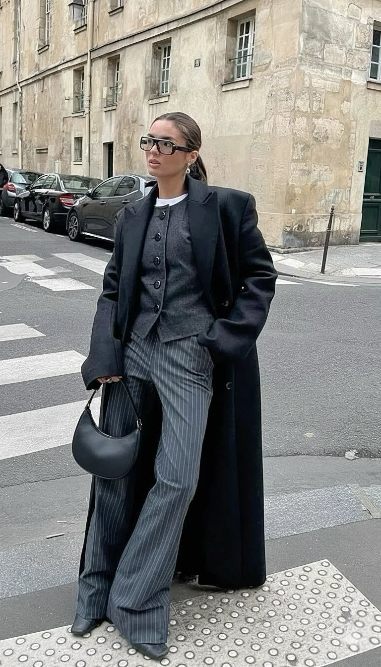 Elvoura – Women’s Double-Breasted Maxi Coat