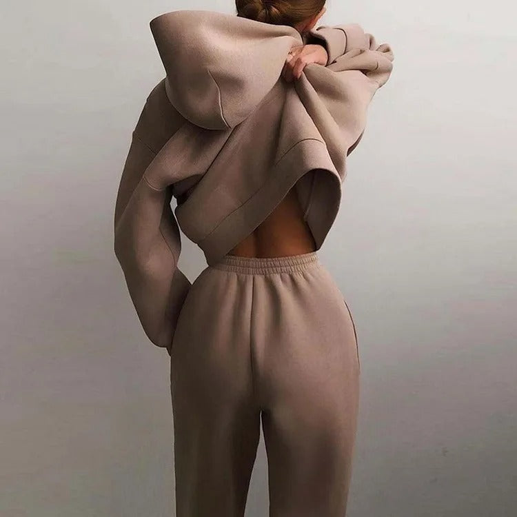 Women’s Hoodie and Jogger Set | Cotton Blend Pullover with Pants