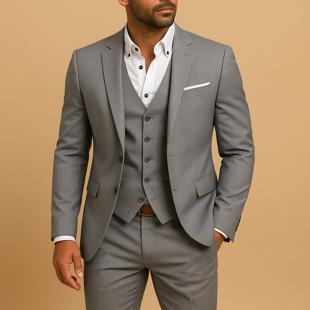 Men’s 3-Piece Suit – Formal Business Wedding Outfit with Blazer, Vest and Trousers
