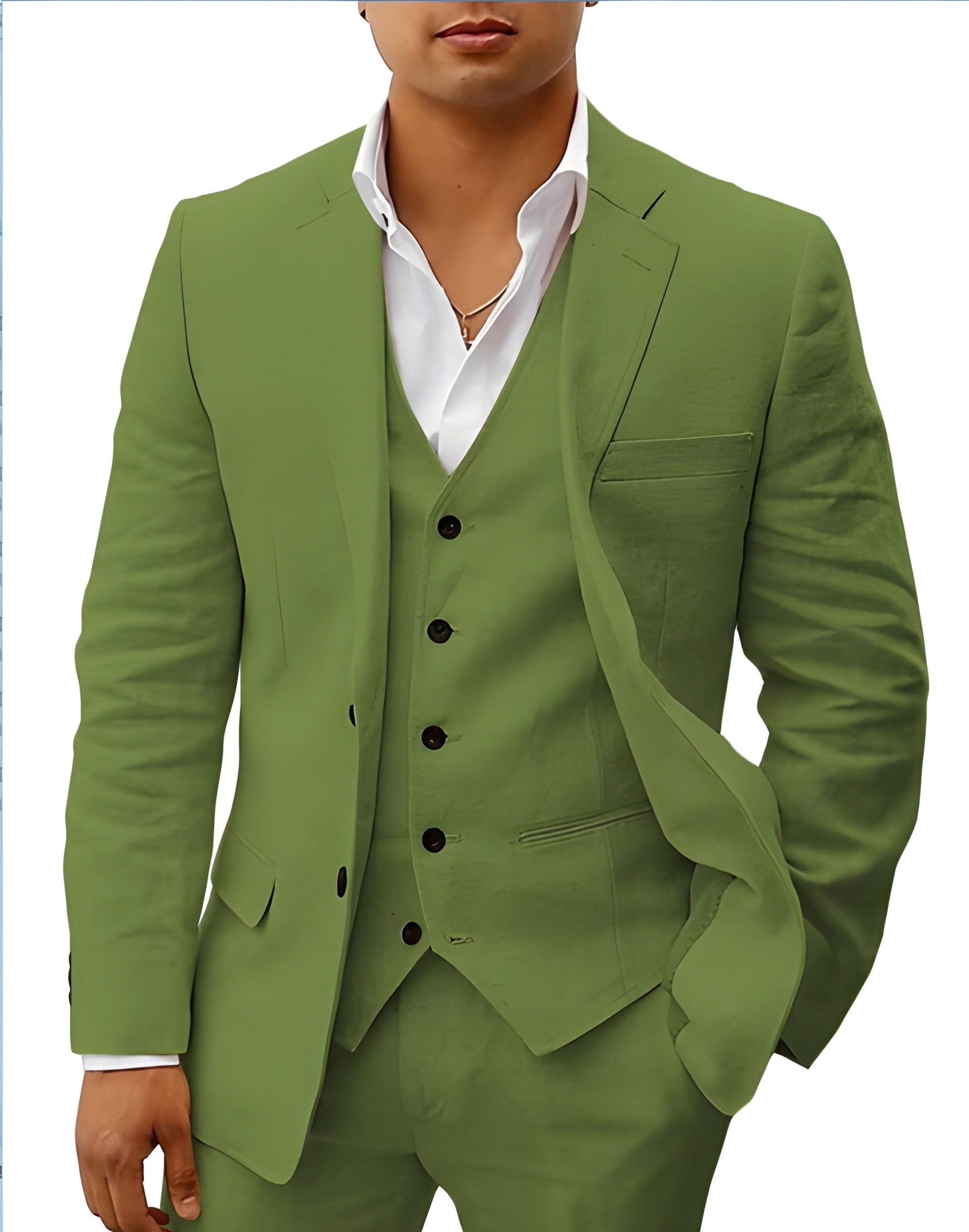 Men's three-piece suit with waistcoat, jacket and trousers