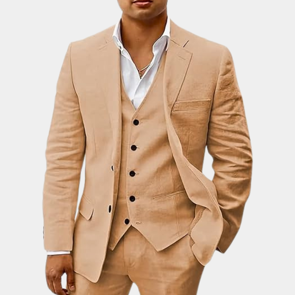 Men's three-piece suit with waistcoat, jacket and trousers