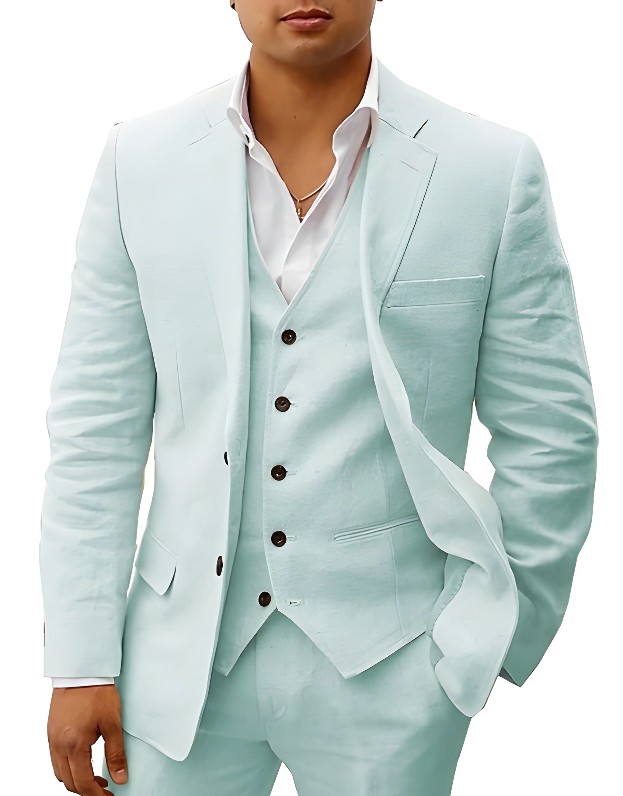 Men's three-piece suit with waistcoat, jacket and trousers
