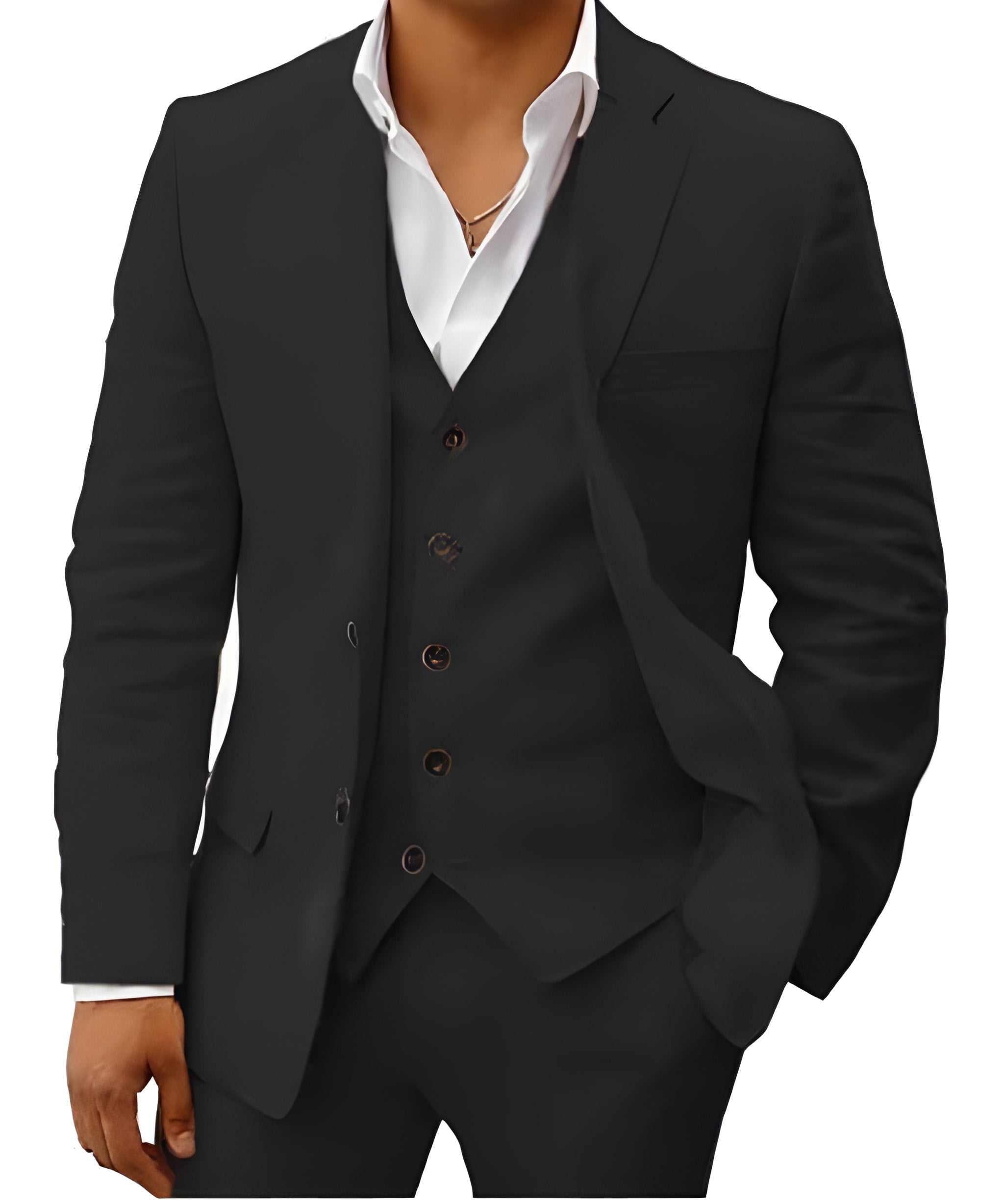 Men's three-piece suit with waistcoat, jacket and trousers