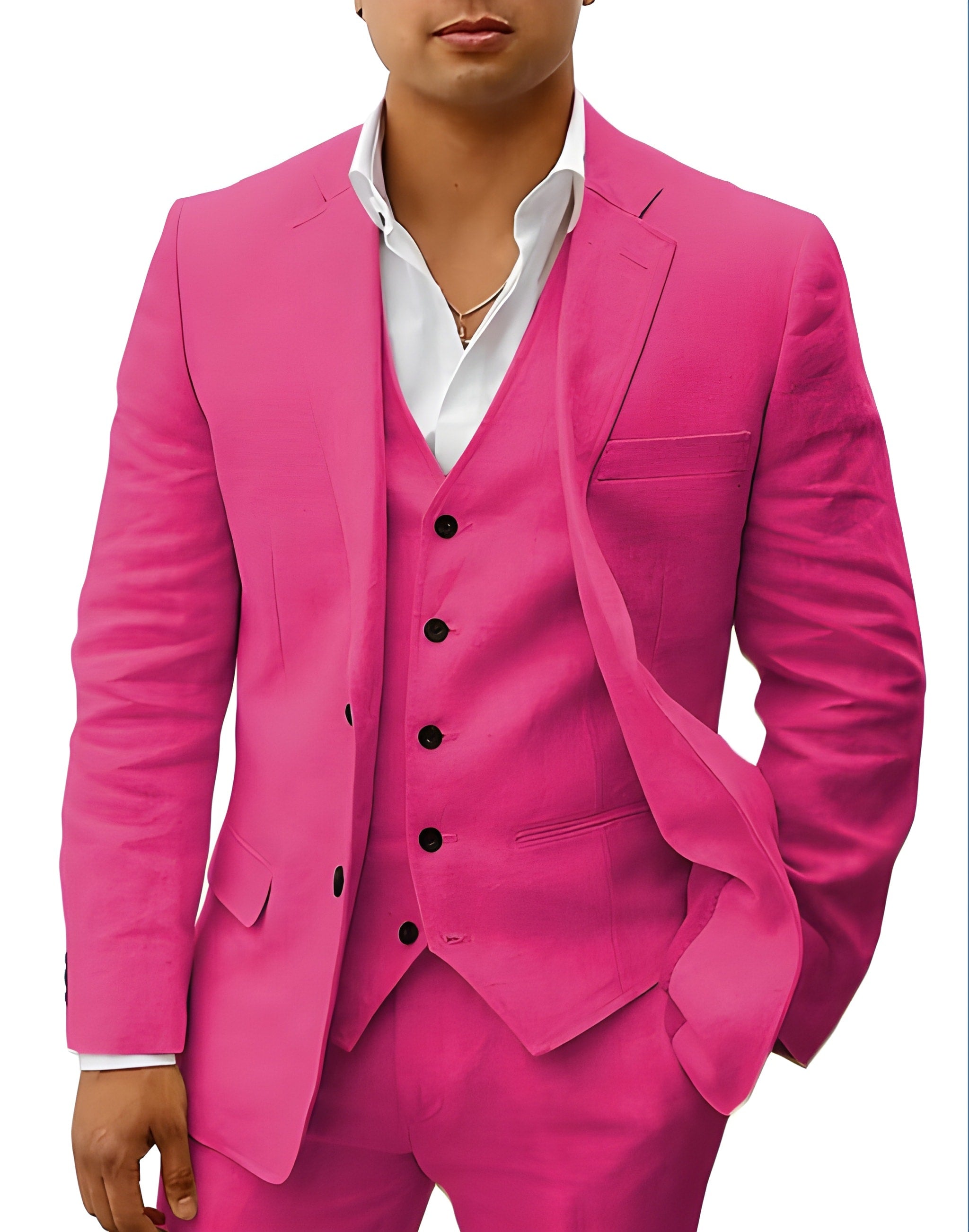 Men's three-piece suit with waistcoat, jacket and trousers