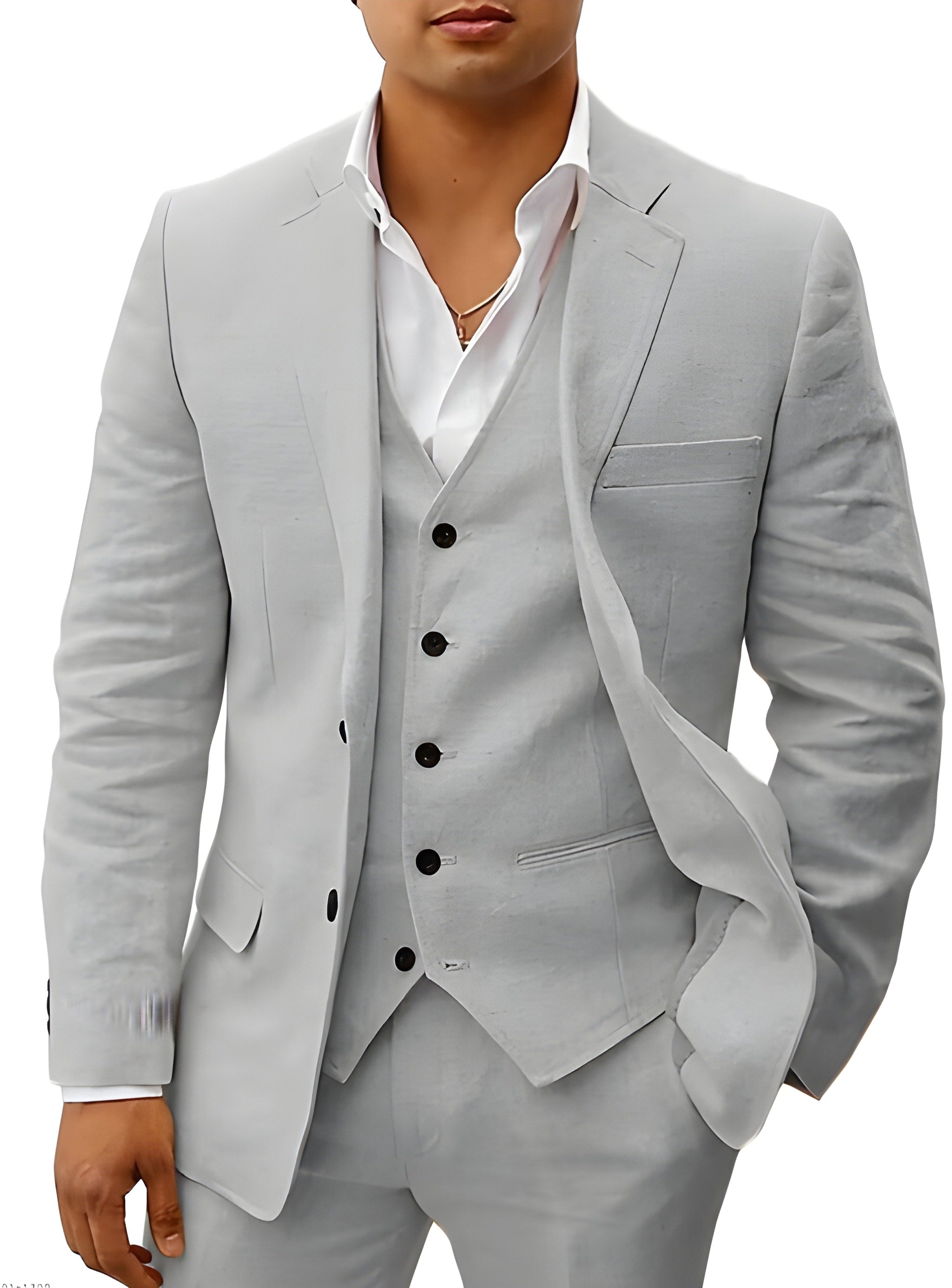 Men's three-piece suit with waistcoat, jacket and trousers