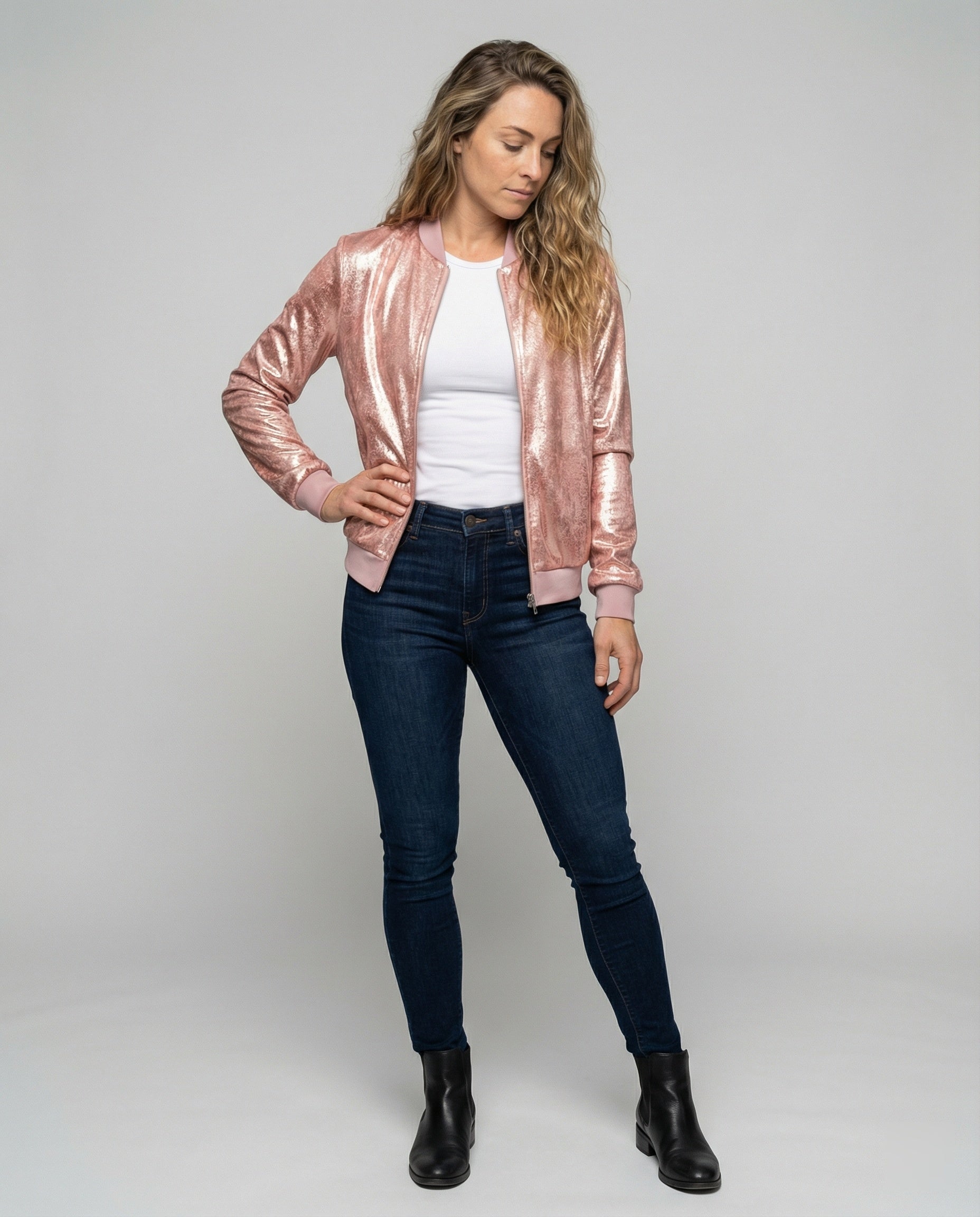 Almira - Shiny Womens Bomber Jacket With Zip