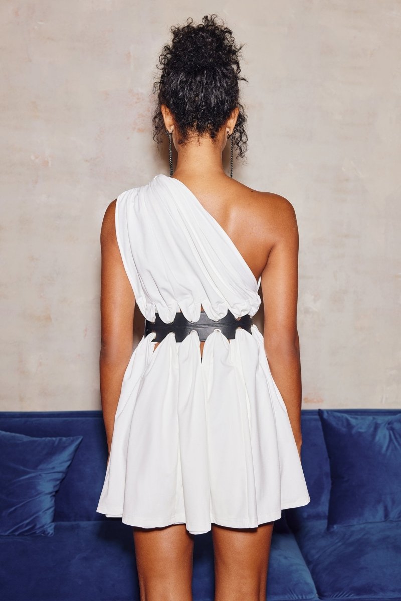 One-Shoulder Pleated Mini Dress | Elegant | Flowy & Chic