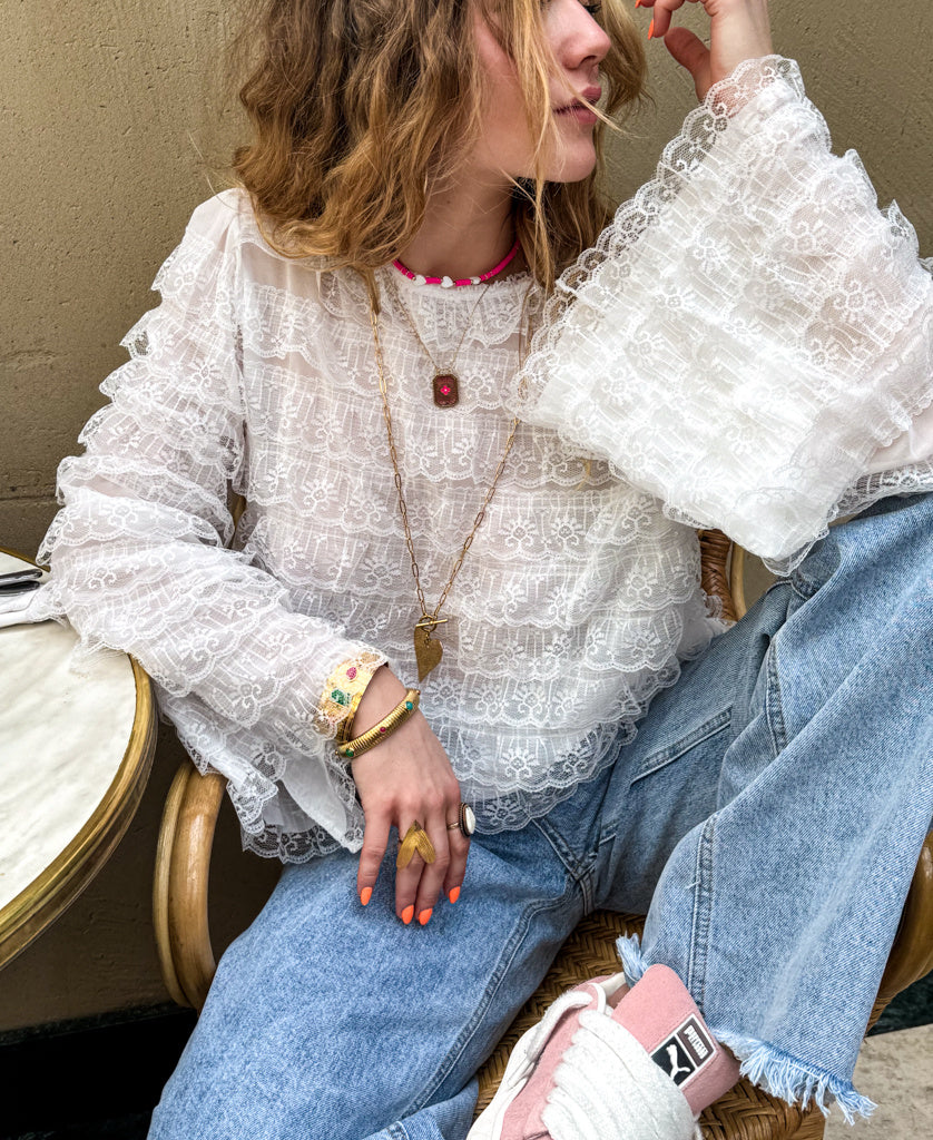 Women’s White Top - Long-Sleeve Blouse