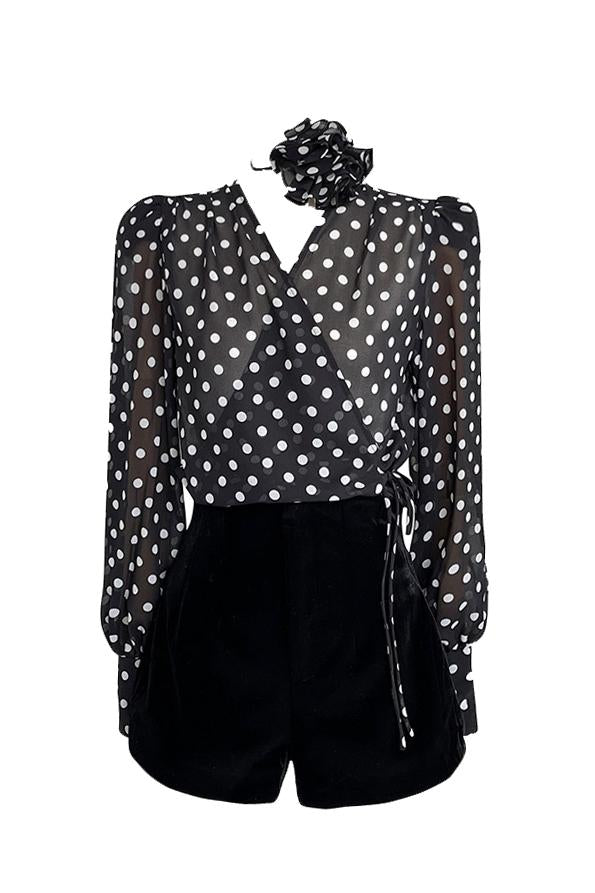 Polka Dot Sheer Blouse | Elegant & Timeless | Perfect for Chic Styling