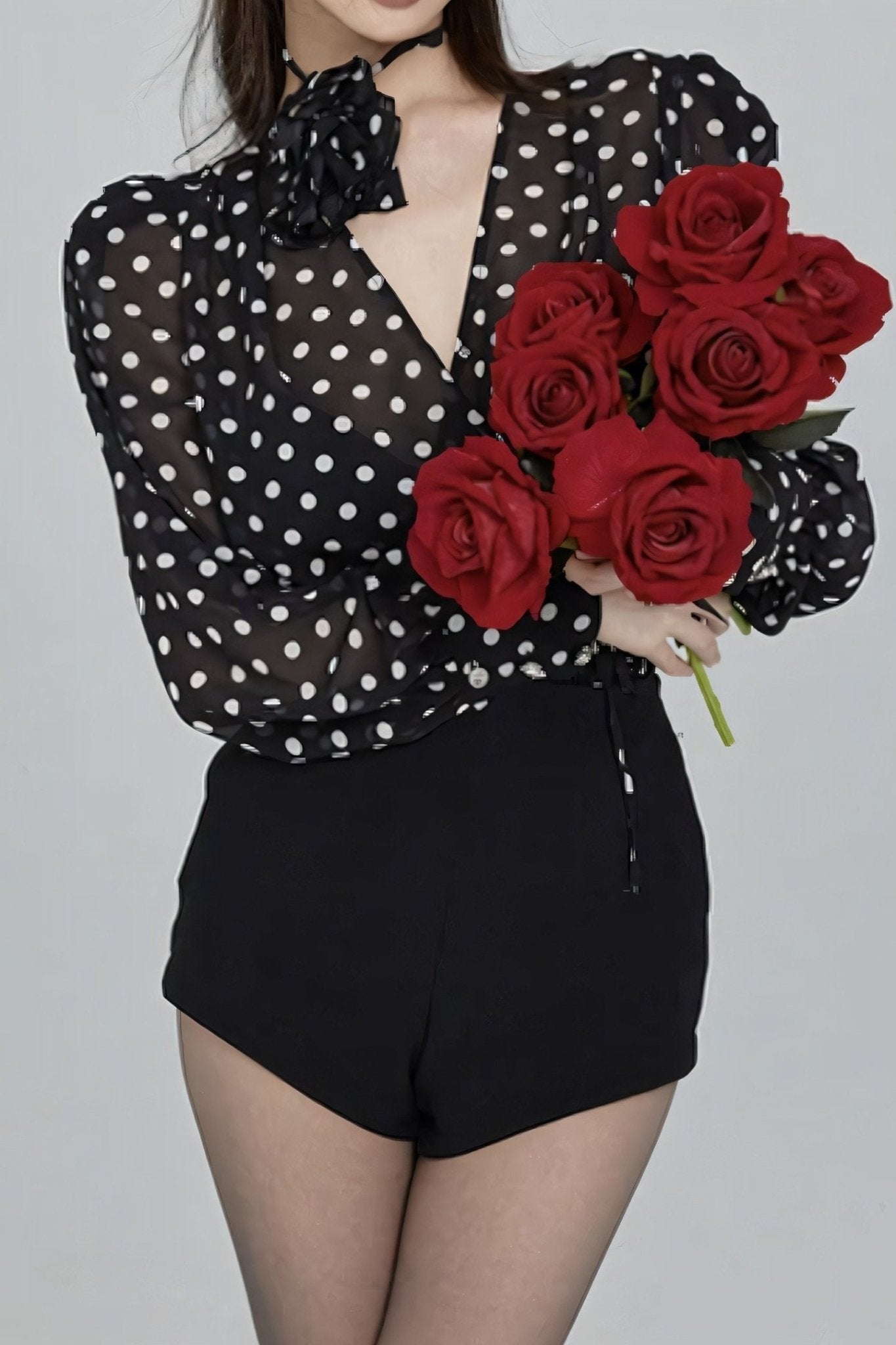 Polka Dot Sheer Blouse | Elegant & Timeless | Perfect for Chic Styling