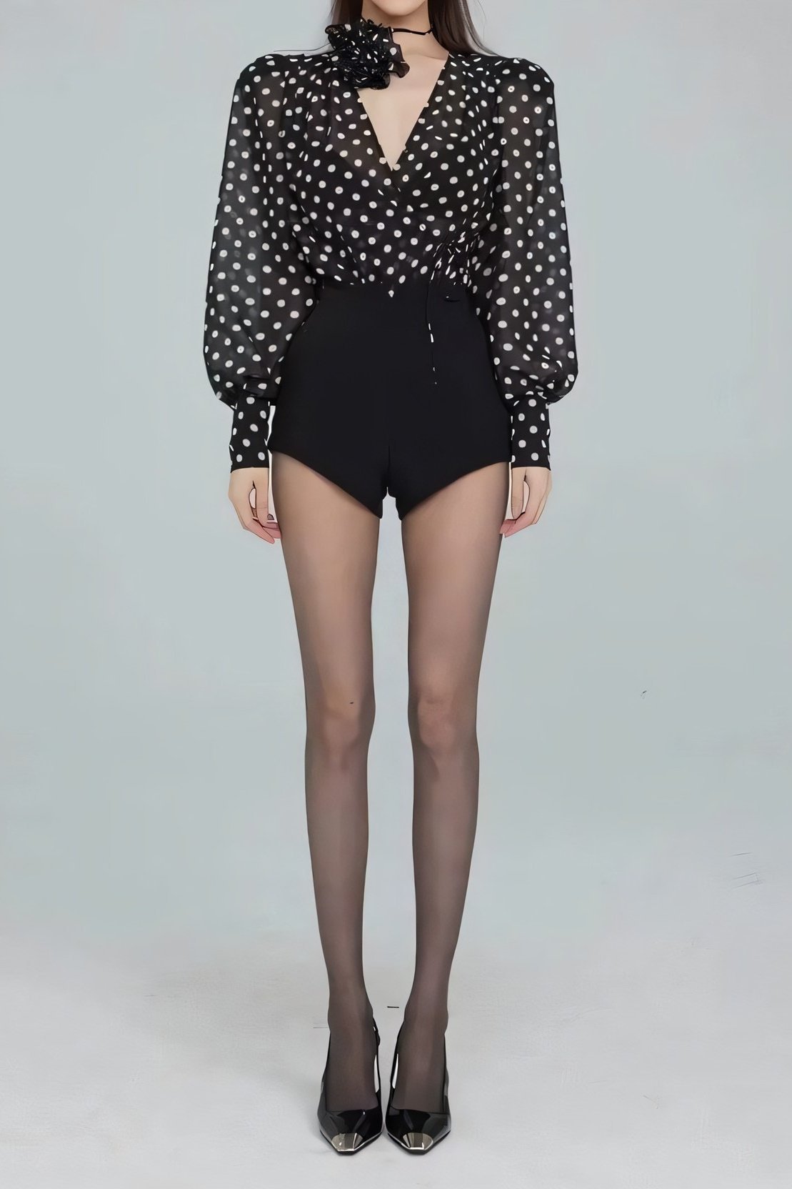 Polka Dot Sheer Blouse | Elegant & Timeless | Perfect for Chic Styling