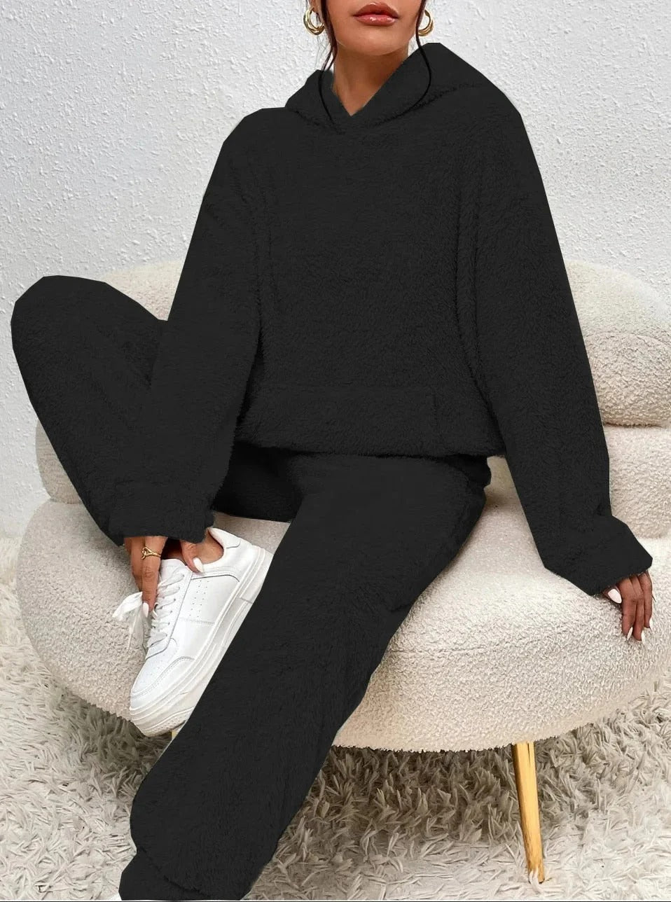 Women’s Plush-Style Lounge Hoodie Set | Relaxed Fit