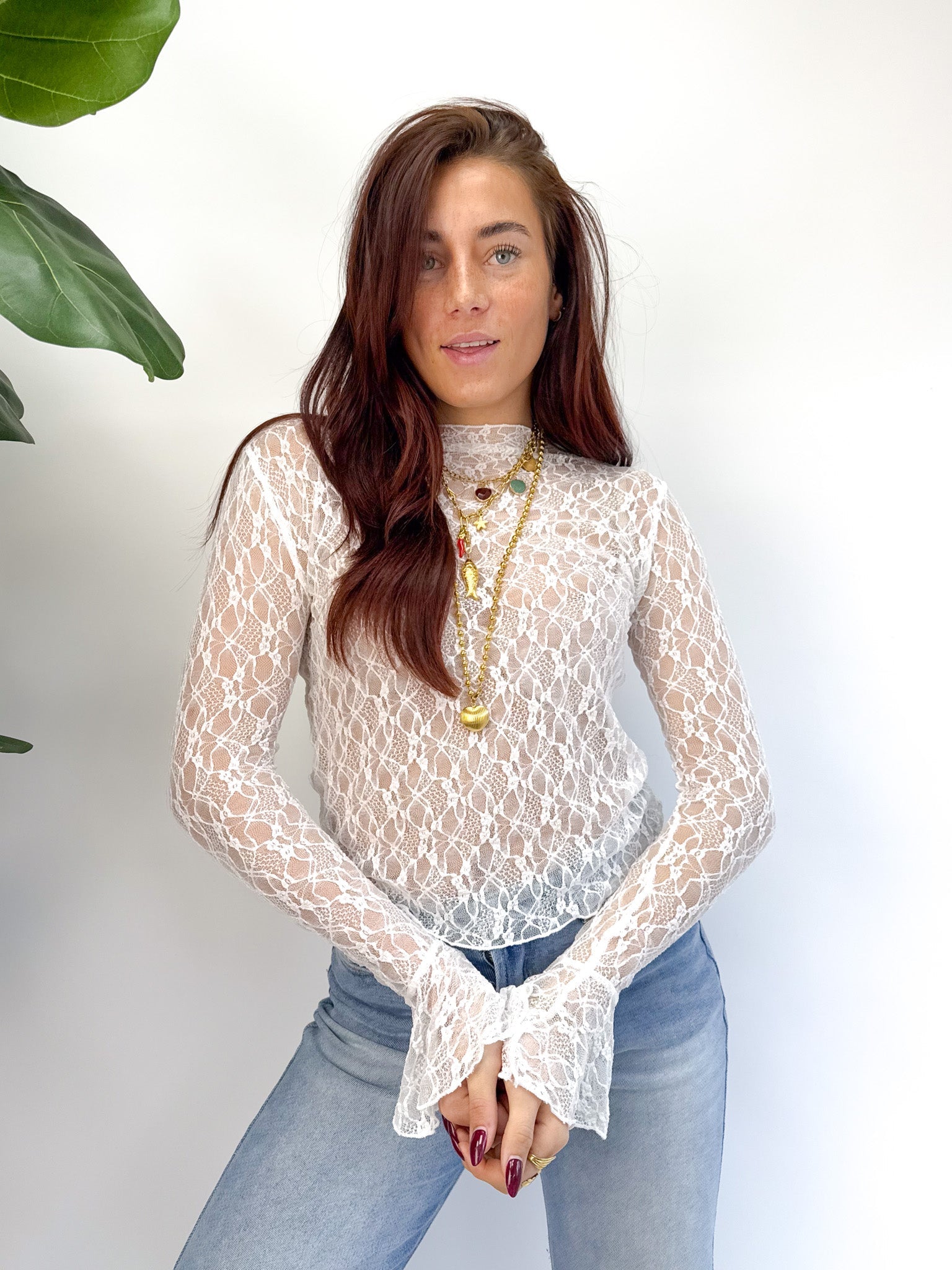 Women's Long Sleeve Blouse – Lace Style