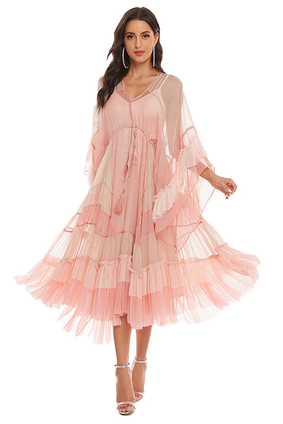 Sheer Tiered Midi Dress | Romantic | Light and Flowing